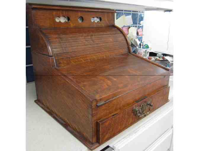 Antique roll top portable writing desk