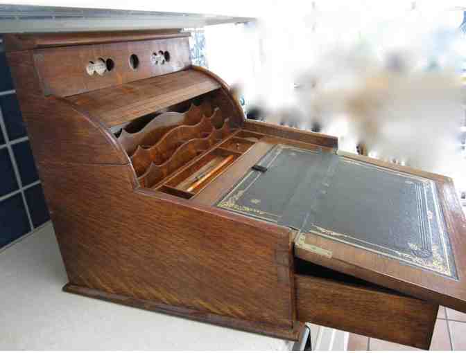 Antique roll top portable writing desk