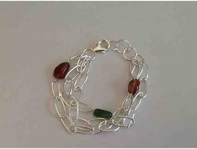 Sterling Silver and Accent Stone 7-8' Adjustable Bracelet
