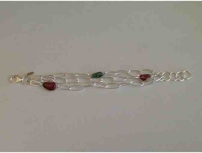 Sterling Silver and Accent Stone 7-8' Adjustable Bracelet