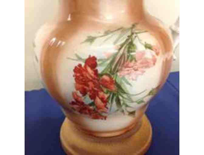 Lamp - Wash pitcher with floral design