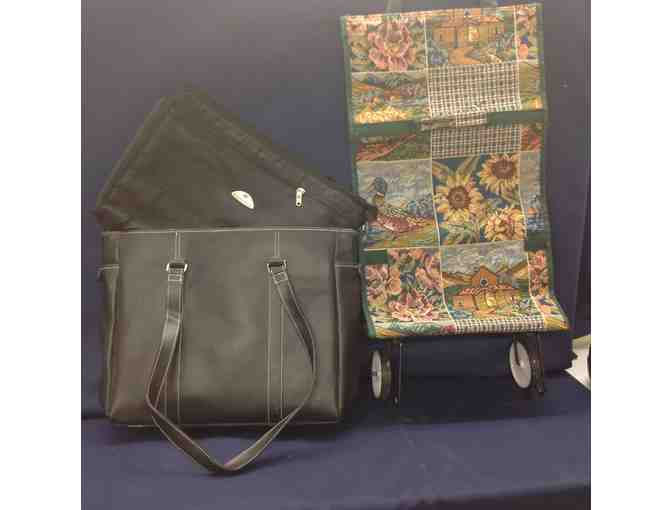 Bags - tapestry wheeled shopping cart and Vernon tote bag with Samsonite laptop insert