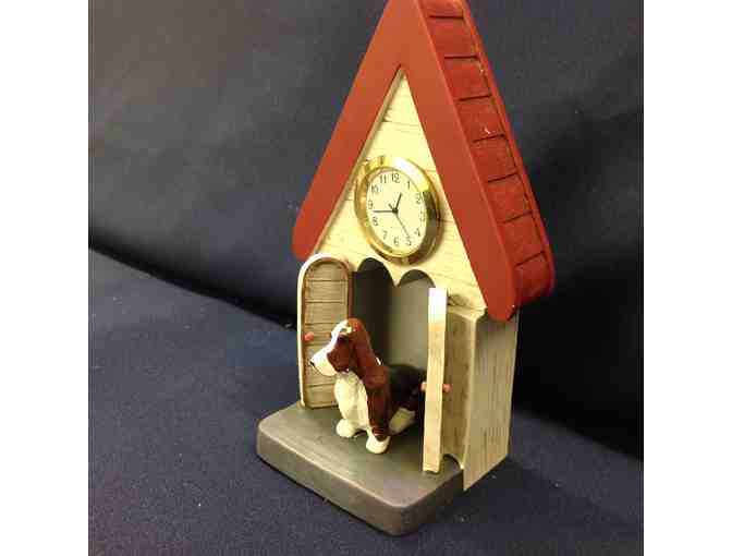 Basset Hound ceramic figurine clock ornament