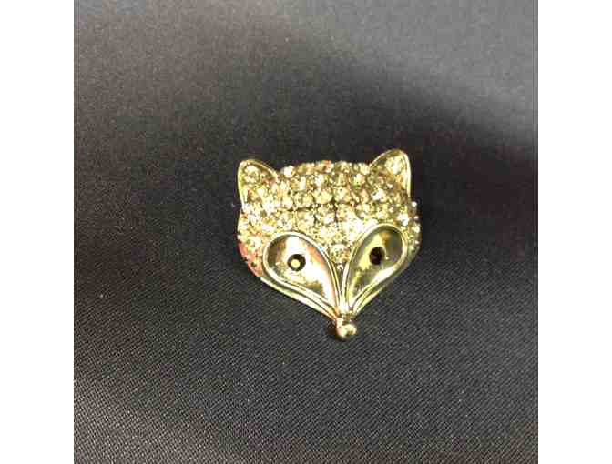 Silver and Rhineston 'Fox' brooch
