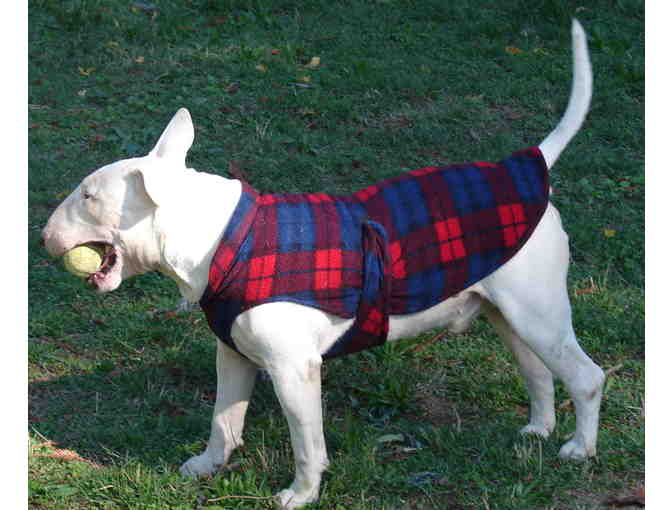 Dog fleece coat, size L, Blue Whale print, fits average sized basset hound