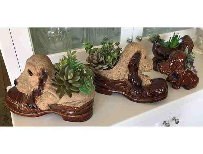 Vintage Haeger Hound Dog Shoe Company - Large Basset Hound Planter (Beige)