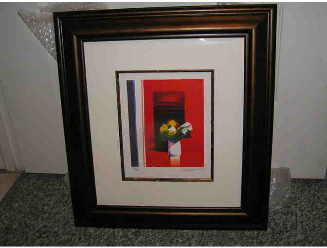 Infini Rouge-A Lithograph on woven paper hand signed by artist Emile Bellet in pencil!