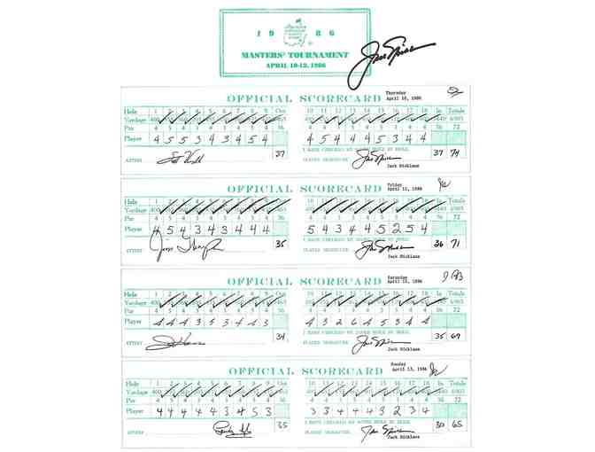 An Autographed Replica of  Jack Nicklaus' 1986 Masters Tournament Scorecard w/COA - Photo 1