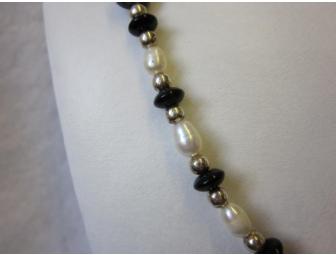 Black Onyx  and Blister Pearl Shell Necklace