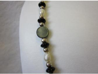 Black Onyx  and Blister Pearl Shell Necklace
