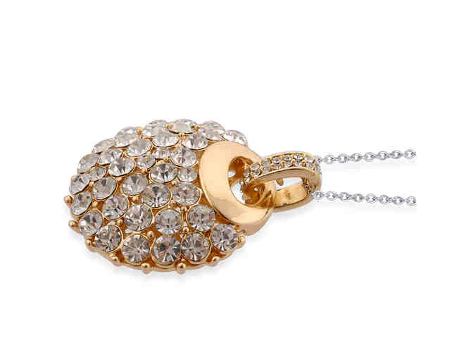 Plated Yellow Gold White Austrian Crystal Pendant With Chain