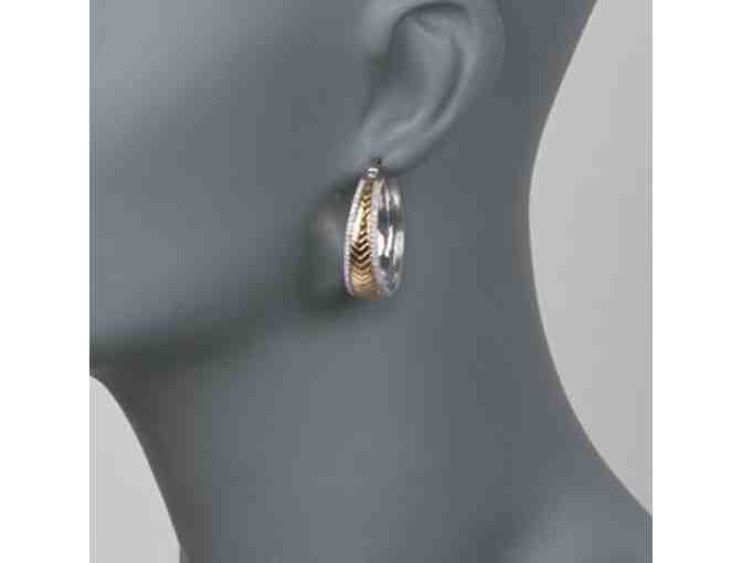 Tapered Diamond Hoop Earrings in Two-Tone -  by Ross-Simons