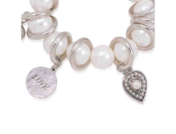 White Pearl Charm Bracelet