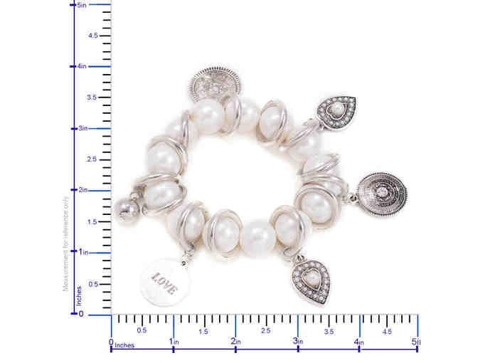 White Pearl Charm Bracelet