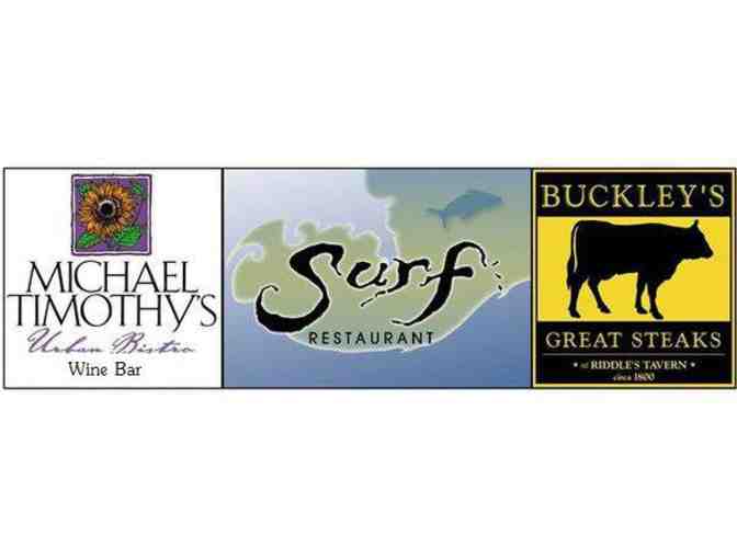 $50 Gift Certificate to Surf, Michael Timothy's or Buckley's Great Steaks - Photo 1
