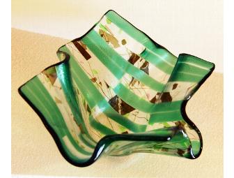 Handmade Abstract Green Handkerchief Bowl