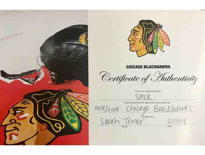 Blackhawks Hockey Stick Autographed by the 2018/19 Blackhawks and Erik Gustafsson Photo