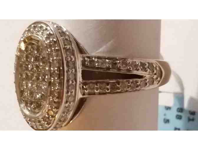 Diamond cluster ring Estate 14kt white gold 112 diamond