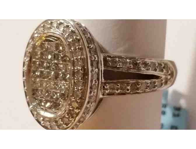 Diamond cluster ring Estate 14kt white gold 112 diamond