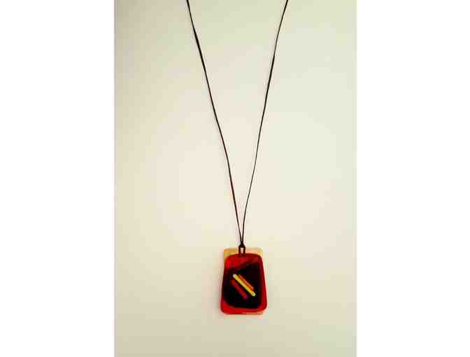 Fused Orange Goldfield Rectangle Necklace handmade in Israel!