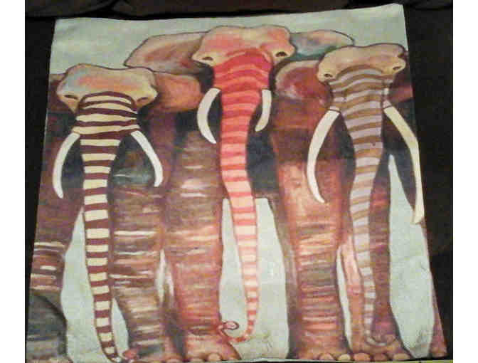 Pair of 17' new elephant accent pillow covers, each different from the other (set 2)