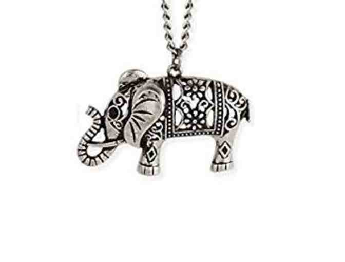 Zad Jewelry Antique Silver-tone Elephant Necklace