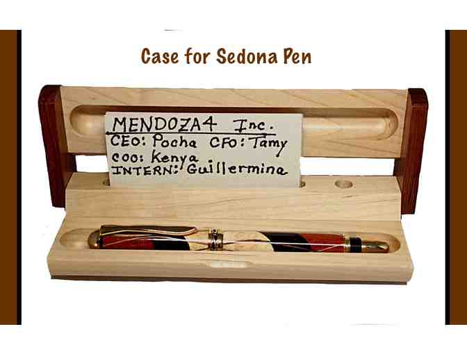 Luxury Sedona Pen with Veneer Inlays, 24kt Gold Plate Hardware & Wooden Case