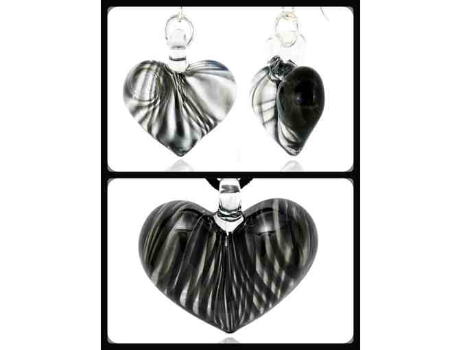 Beautiful Matching Heart-Shaped Glass Necklace & Earrings