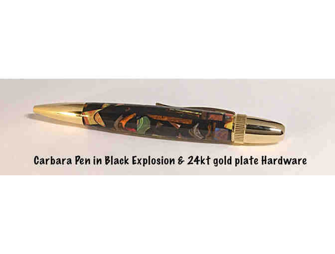 Hand Crafted Carbara Pen in 'Black Explosion' Acrylic
