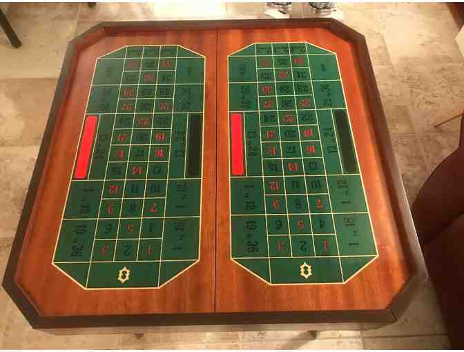 Vintage Italian Antique Inlaid Gaming Table (Lacquered Wood)