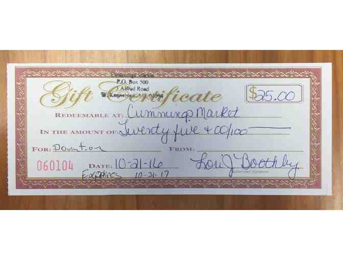 $25 Cummings Market gift certificate