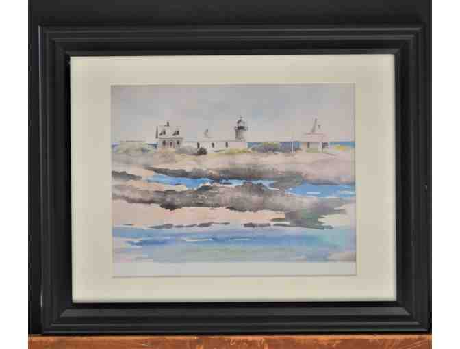 Beautiful Watercolor print of Goat Island Light by Maine Home Portrait Artist