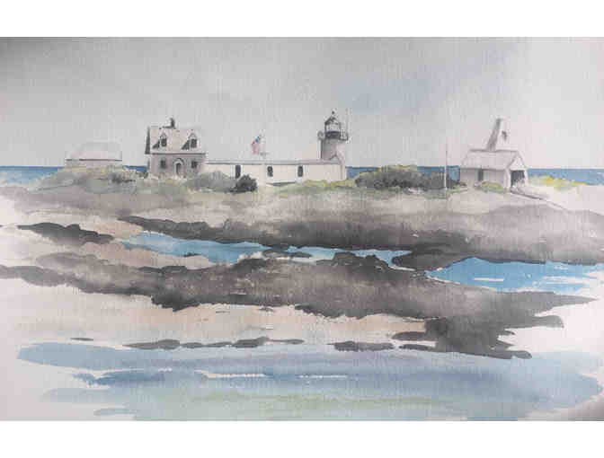 Beautiful Watercolor print of Goat Island Light by Maine Home Portrait Artist - Photo 1