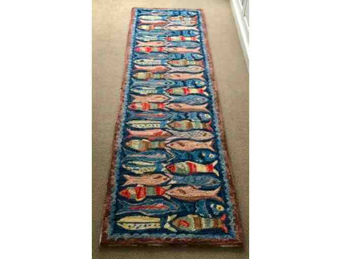 Hand hooked wool runner donated by Antiques on Nine
