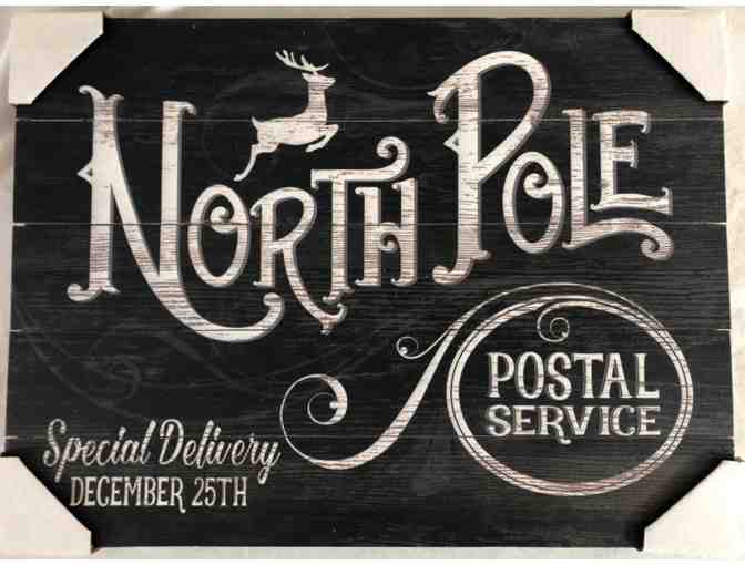 North Pole wooden sign donated by Mail-It Unlimited