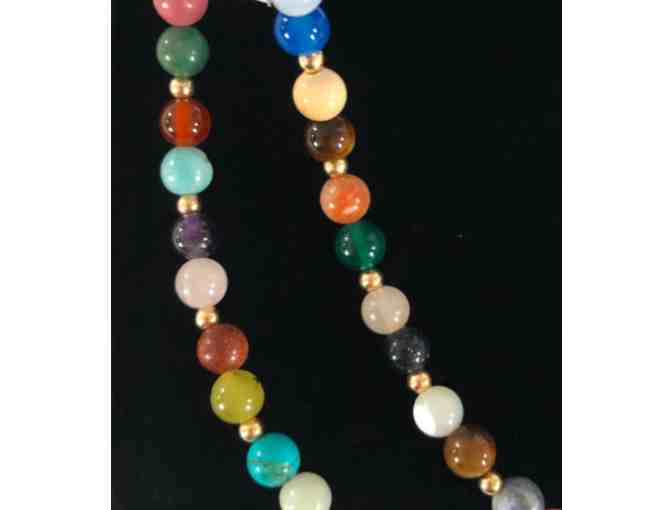 Multi colored gemstone necklace and matching earrings by Lively Accents