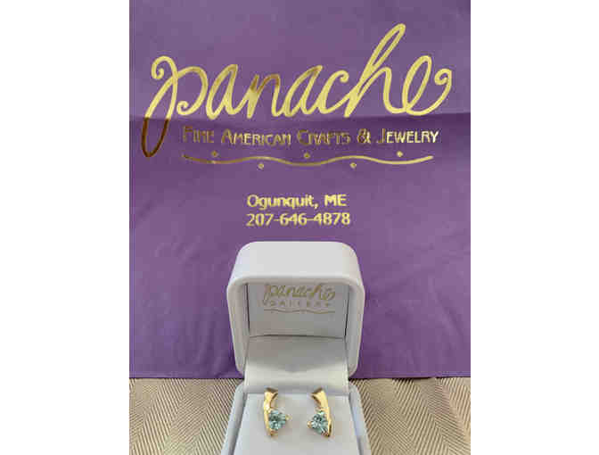 Yellow gold and blue topaz earrings ($895 value) from Panache Fine Jewelry and Art Gallery