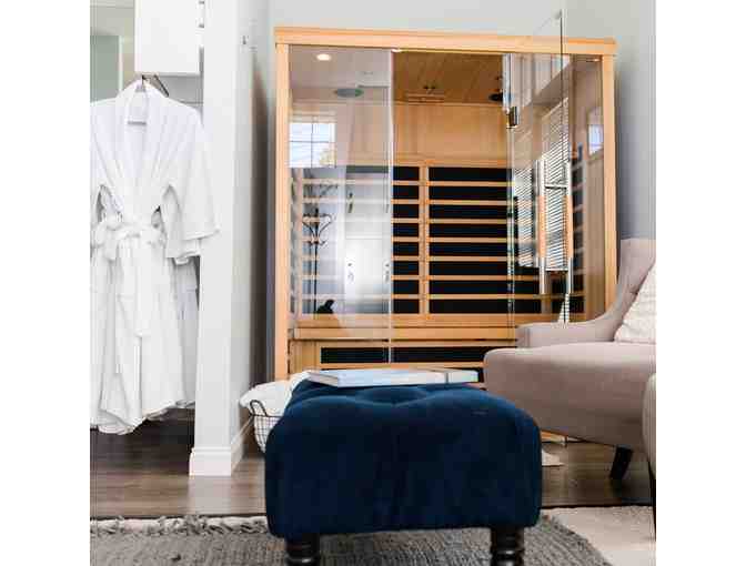 $50 River's Edge Spa and Salon gift card and Norway Savings Bank shopping bag