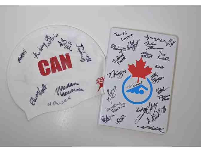 Swimming Canada Autographed Notebook and Swim Cap