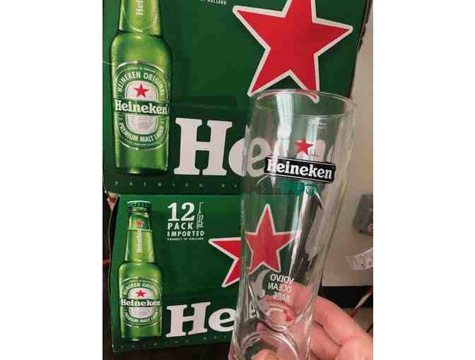 12 Heineken Red Star 16oz Pilsner Glasses plus two 12 packs of Heineken - Photo 1