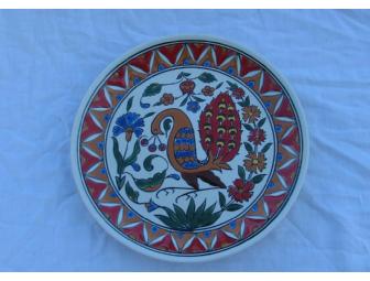 Handmade Apollon Keramik plate-peacock