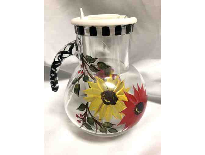 One of a Kind Hand Painted Flower Pitcher