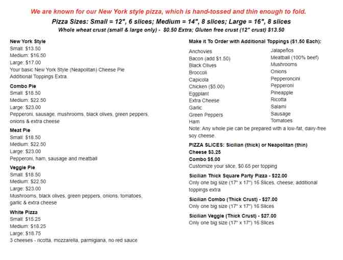 Big Bill's New York Pizza Gift Card