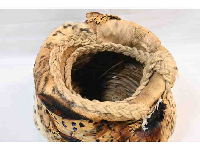 Handcrafted Basket with Natural Fur/Feathers