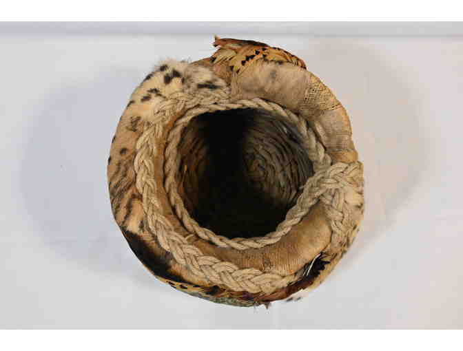 Handcrafted Basket with Natural Fur/Feathers