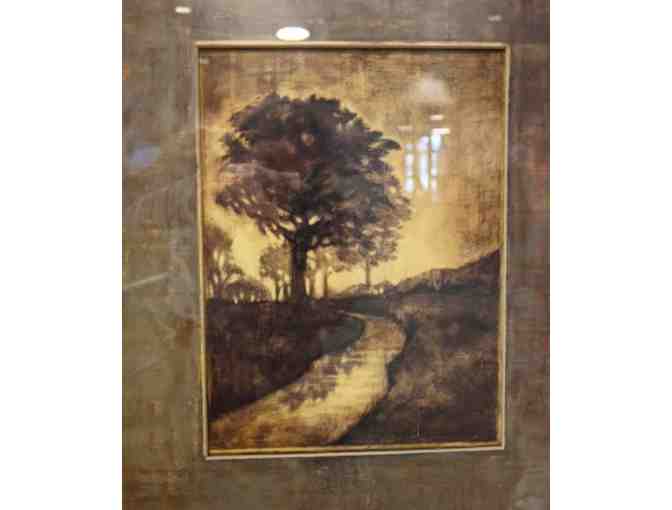 Framed Brown Tree Path Painting