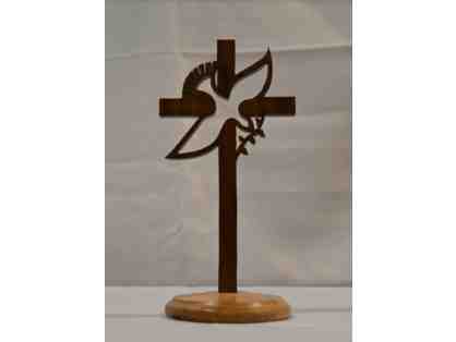 "Dove Flying Through the Cross" Handcrafted Wooden Cross