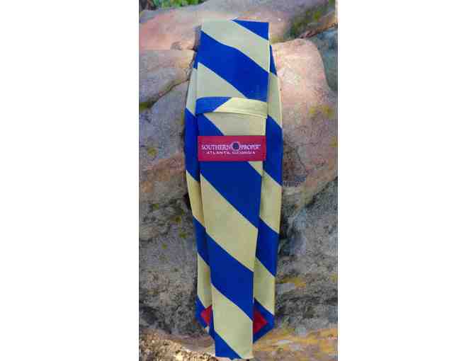 Cotton Boll Tie in Yellow & Navy Stripe by Southern Proper