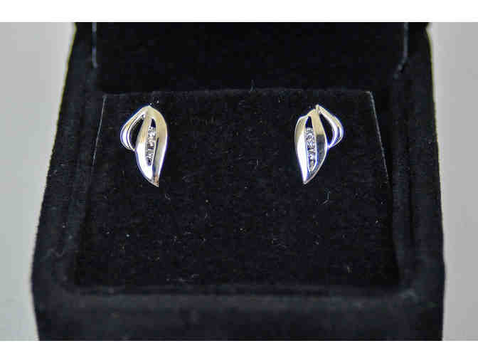 Diamond and Silver Leaf Earrings