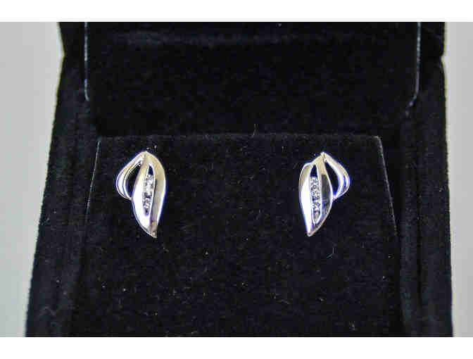 Diamond and Silver Leaf Earrings